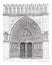 Door, Middle of the front Of Notre-Dame de Paris or Notre Dame Cathedral, vintage engraving