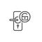 Door open padlock line icon