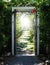 Door opened with nature surrounding