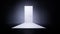 Door opening right choice business success concept dark room white door