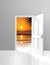 Door opening to beautiful paradise beach scene and golden sunset