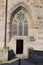 Door and stained-glass of the castle in Dinan