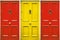 Door symbolizing closing. Door in the color of the Spanish flag