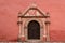 Door on the typical colonial church in Huichapan