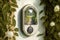 a doorbell, with a view of a tranquil garden or park, bringing comfort and peace