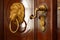 Doorhandle of door at Great dining room inside castle of Lubomirski in Lancut. Poland