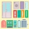 Doors isolated vector illustration entrance doorway home house interior exit design architecture entry set enter object