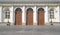 Doors of Manege Exhibition Hall in Moscow closeup