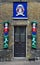 Doorway with ships figureheads at Chatham Historic Dockyard Kent, UK 