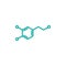 Dopamine molecular structure. neurotransmitter molecule. Skeletal chemical formula