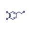 Dopamine molecule, line vector icon