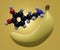 Dopamine molecule and ripped yellow banana