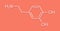 Dopamine neurotransmitter molecule. Also used as drug. Skeletal formula.