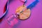 Doping in Sport syringe, medical ampoule and gold medal