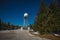 Doppler rain or weather radar on the top of the hill called Pasja Ravan in Slovenia on cold winter day. Beautiful sunny day and