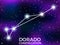 Dorado constellation. Starry night sky. Cluster of stars and galaxies. Deep space. Vector
