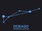 Dorado constellation. Stars in the night sky. Cluster of stars and galaxies. Constellation of blue on a black background. Vector