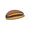 Dorayaki japanese pancake doodle icon, vector color line illustration