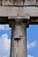 Doric column and faded inscription