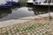 Dormant ships moored on a mooring pin on the banks of the Vltava River in Prague during the coronavirus pandemic, close up