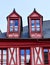 Dormer windows of houses. Josselin, beautiful village of French Brittany