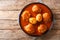 Doro Wat Ethiopian Chicken Stew slowly simmered in a blend of robust spices close-up in a plate. Horizontal top view