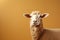 Dorper sheep on light brown background with text space, pastoral elegance