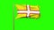 Dorset flag waving in the wind. Green screen