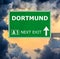 DORTMUND road sign against clear blue sky