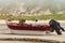 Dory Boat sits on sandy beach at Cape Kiwanda