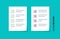 Dos and dont advice notice paper icon vector, pros and cons checklist concept, test exam results report good bad filed pass cross