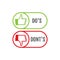 Dos and dont good and bad icon check. Negative positive list, true wrong like anf fail logo