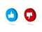 Dos and donts like thumbs up isometric button.Blue like or red dislike thumb up icon.Isometric like button for social media,