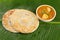 Dosa and sambar On banana leaf