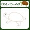 Dot-dot game for kids vector illustration. A puzzle game with tracking lines of numbers with a turtle.