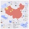 Dot And Flag Map Of China Infographic Design
