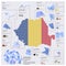 Dot And Flag Map Of Romania Infographic Design