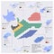 Dot And Flag Map Of South Africa Infographic Design