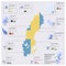 Dot And Flag Map Of Sweden Infographic Design