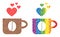 Dot Love Coffee Cup Composition Icon of LGBT-Colored Circles