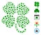 Dot Mosaic Four-Leafed Clover