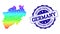 Dot Rainbow Map of North Rhine-Westphalia State and Grunge Stamp Seal