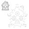 Dot to dot Christmas puzzle for children. Connect dots game. Gingerbread house vector