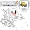 Dot to dot educational game and Coloring book Bulldozer cartoon character perspective view vector illustration