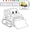 Dot to dot educational game and Coloring book Bulldozer cartoon character perspective view vector illustration