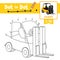 Dot to dot educational game and Coloring book Forklift cartoon character perspective view vector illustration