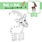 Dot to dot educational game and Coloring book Saola animal cartoon character vector illustration