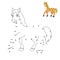 Dot to dot game with answer for kids. Horse. Connect the dots by numbers and finish the picture. Education Game and Coloring Page