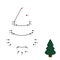 Dot to dot game with cartoon New Year Tree. Connect the dots by numbers and finish picture. Education Game with answer for kids.