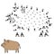Dot to dot game for kids. Connect the numbers and draw a cute boar